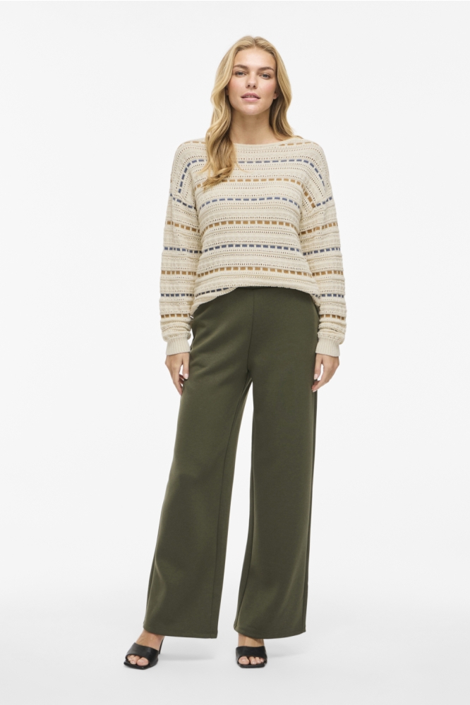 VIMARIAN O-NECK POINTELLE STRIPE KN 14108223 Birch/BIRCH/VINTAGE INDIGO